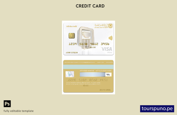 listo para imprimir plantilla de tarjeta infinita de visa del Banco Nacional de 